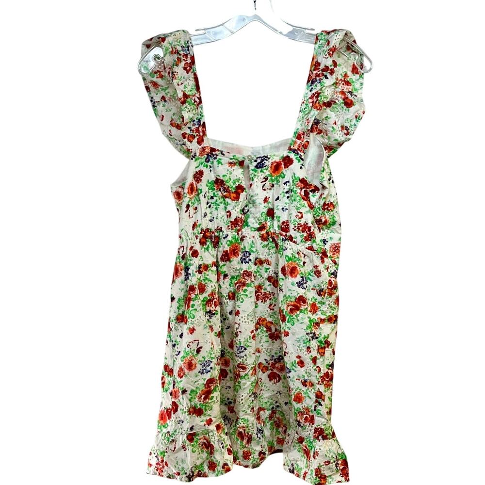 Blue Rain Eyelet Lace Sundress Women's Small Floral Sweet Boho Cotton Lined Mini - Picture 2 of 4